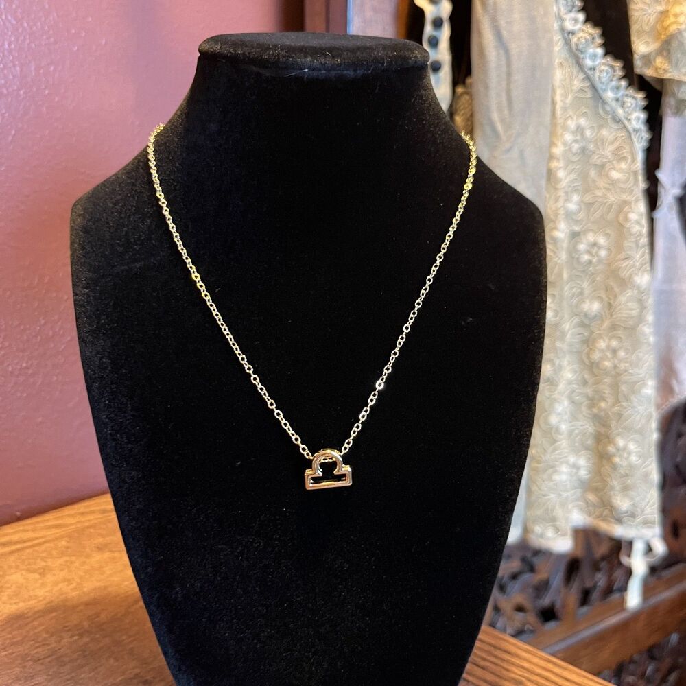Libra Gold Plated Necklace 16 in Whimsygoth Practical Magic Eccentric Zodiac
